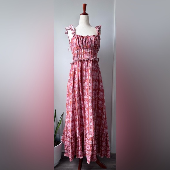 House of Harlow 1960 Dresses & Skirts - House of Harlow 1960 Pink Floral Midi Dress Size Medium Linen Spring Summerdress